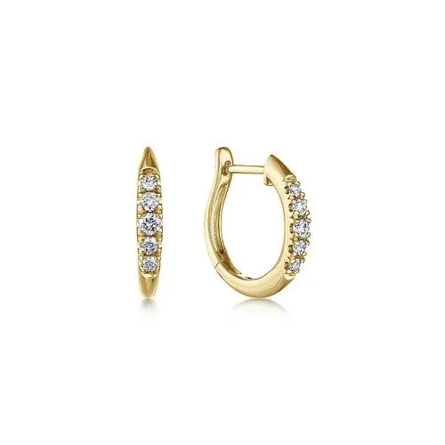Earrings 14K Yellow Gold Classic Round 15mm Diamond Huggie Earrings GABRIEL CO