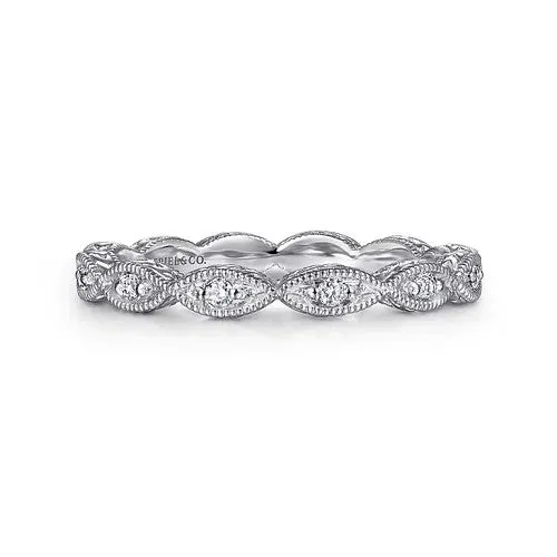 GABRIEL CO Rings 14K White Gold Diamond Bujukan Marquise Station Ring