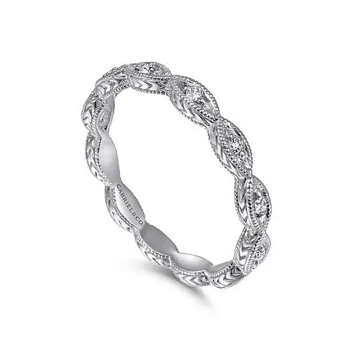 GABRIEL CO Rings 14K White Gold Diamond Bujukan Marquise Station Ring