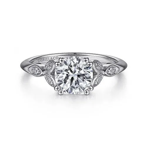 GABRIEL CO Rings Celia 14K White Gold Round Diamond Engagement Ring setting only