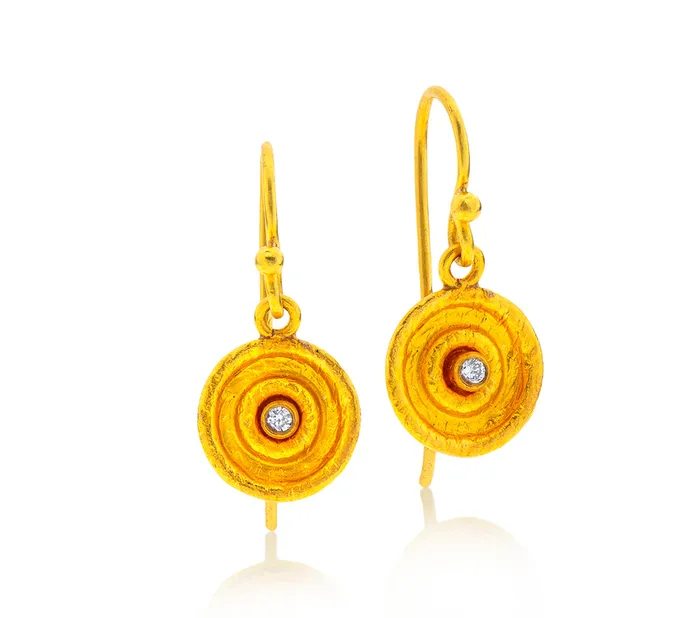 Nava Zahavi Yellow Gold Spiral and Diamond Earrings Nava Zahavi Earrings