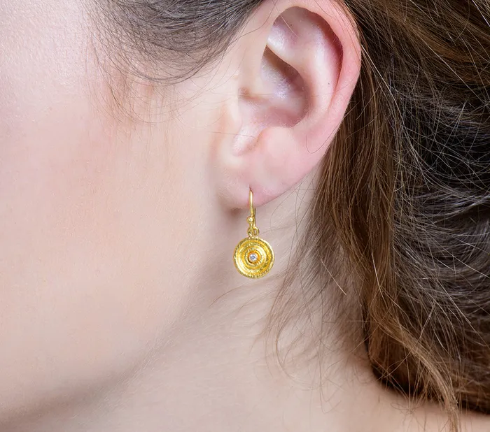 Nava Zahavi Yellow Gold Spiral and Diamond Earrings Nava Zahavi Earrings