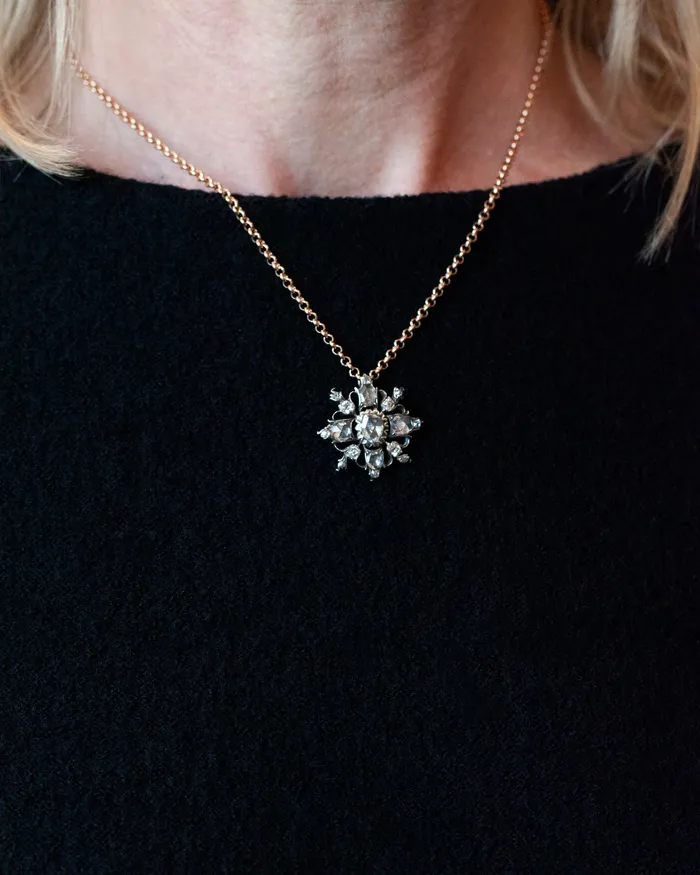 Necklaces Bell Bird Antiques Georgian Era Rose Cut Diamond Pendant