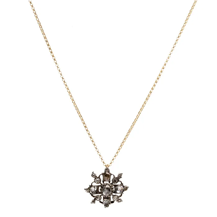 Necklaces Bell Bird Antiques Georgian Era Rose Cut Diamond Pendant