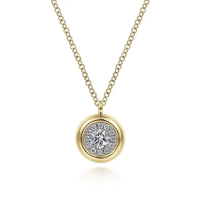 Necklaces GABRIEL CO 14K Yellow Gold Diamond Halo Pendant Necklace