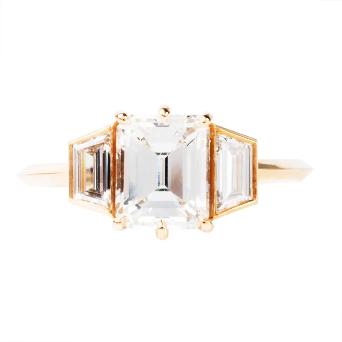 Rings Bell Bird In House Bell Bird Old Emerald Cut Diamond Ring