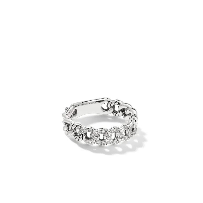 Rings David Yurman Belmont Curb Link Band Ring in Sterling Silver with Diamonds 5mm