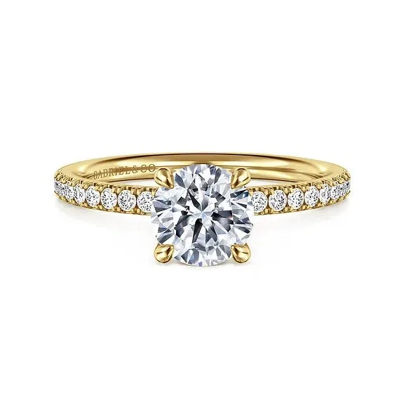 Rings GABRIEL CO Twain 14K Yellow Gold Round Diamond Engagement Ring Setting Only