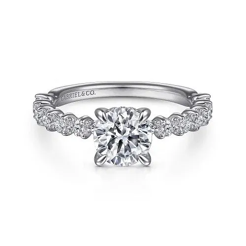 Rings GABRIEL CO Zelmira 14K White Gold Round Diamond Engagement Ring Setting Only