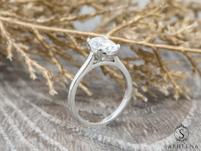 Sapheena Jewelry Rings Lilian 15 Ct Solitaire Oval Cut Engagement Ring