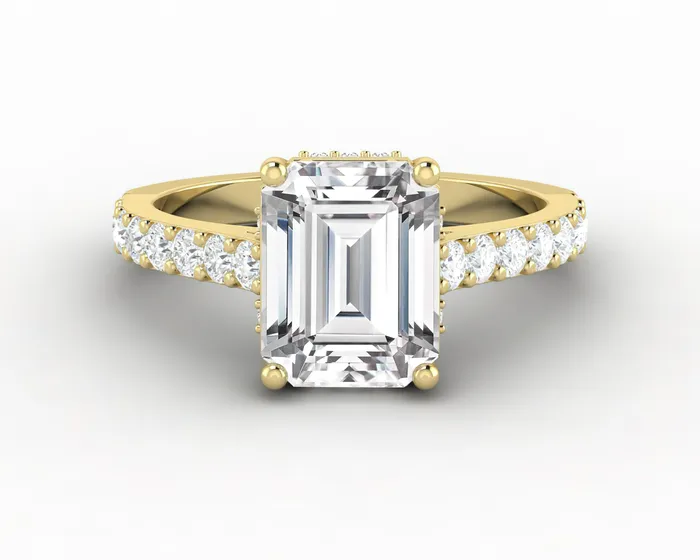 Sapheena Jewelry Rings Luna 25 Ct Solitaire Emerald Cut Engagement Ring With Side Stones