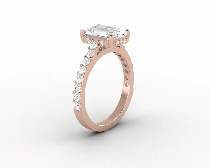 Sapheena Jewelry Rings Luna 25 Ct Solitaire Emerald Cut Engagement Ring With Side Stones