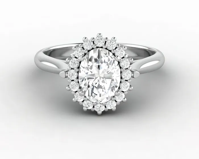 Sapheena Jewelry Rings Maia 10 Ct Oval Cut Halo Engagement Ring