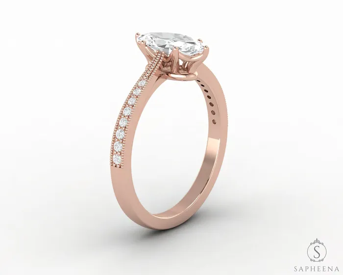 Sapheena Jewelry Rings Trixie 10 Ct Marquise Cut Engagement Ring with Side Stones