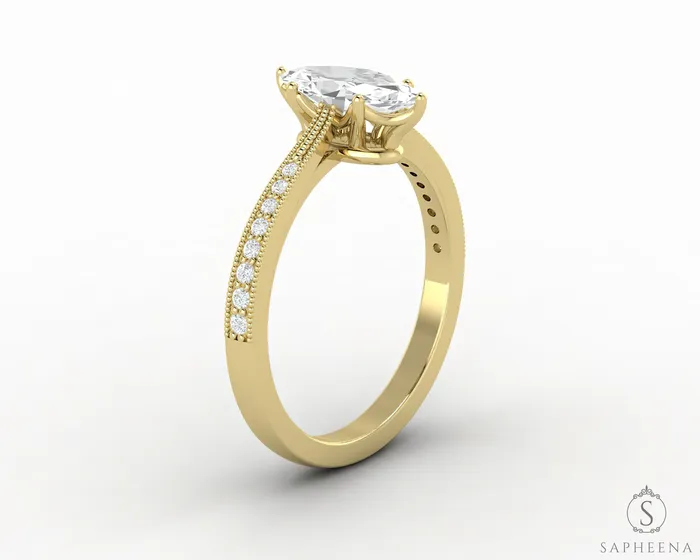 Sapheena Jewelry Rings Trixie 10 Ct Marquise Cut Engagement Ring with Side Stones