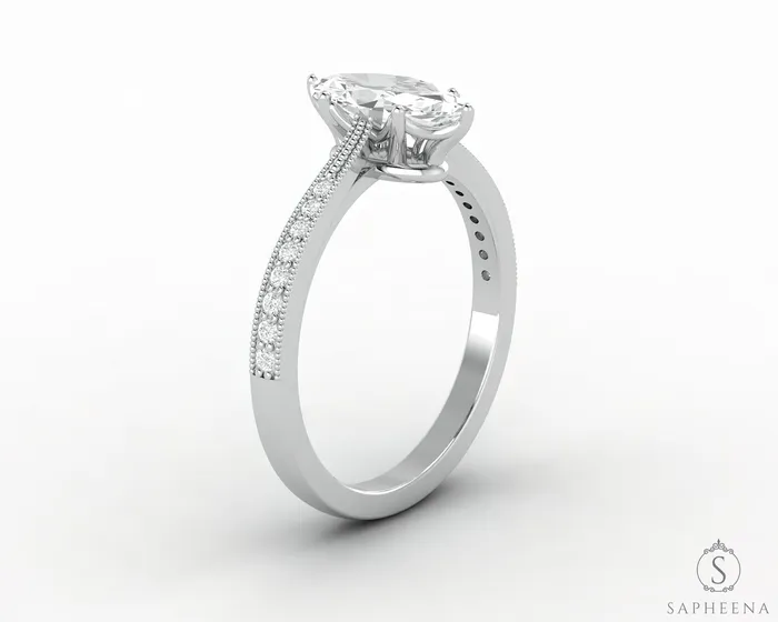 Sapheena Jewelry Rings Trixie 10 Ct Marquise Cut Engagement Ring with Side Stones