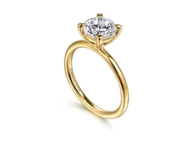 Tiana 14K Yellow Gold Round Solitaire Diamond Engagement Ring Setting Only GABRIEL CO Rings