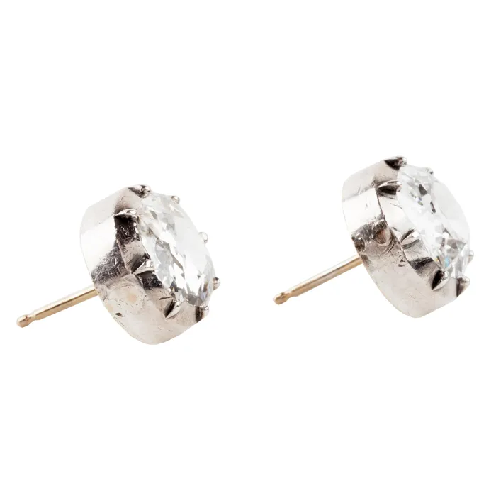 Victorian Era Old Mine Cut Diamond stud earrings Bell Bird Antiques Earrings Victorian Era Old Mine Cut Diamond stud earrings Bell Bird Antiques Earrings