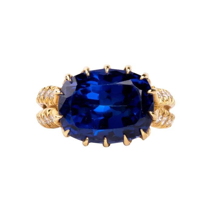 Vintage Diamond Tanzanite Ring Bell Bird Antiques Rings
