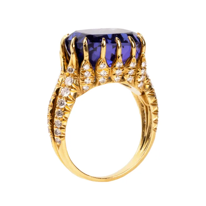 Vintage Diamond Tanzanite Ring Bell Bird Antiques Rings