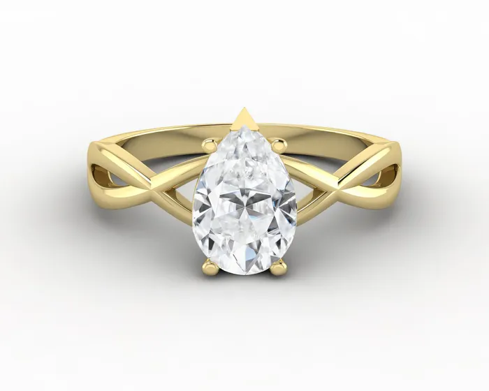 Viola 12 Ct Twisted Solitaire Pear Cut Engagement Ring Sapheena Jewelry Rings