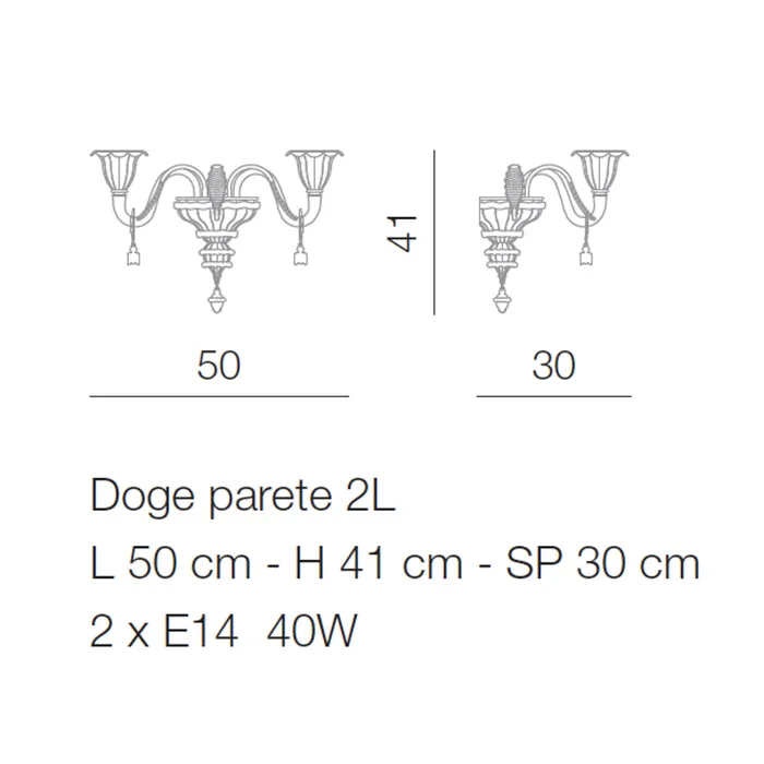 Voltolina Earrings Doge Wall Lamp in Blown Glass Murano