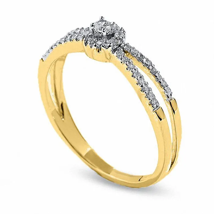 013 CT TW Natural Diamond Circle Frame Split Shank Promise Ring in Solid 10K Yellow Gold Goldia Rings