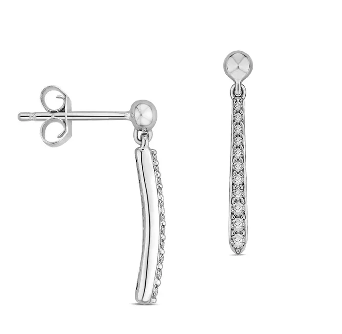 017 CT TW Diamond Line Drop Earrings in 10K White Gold Goldia Earrings
