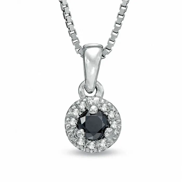025 CT TW Enhanced Black and White Natural Diamond Frame Pendant in Sterling Silver Goldia Necklaces