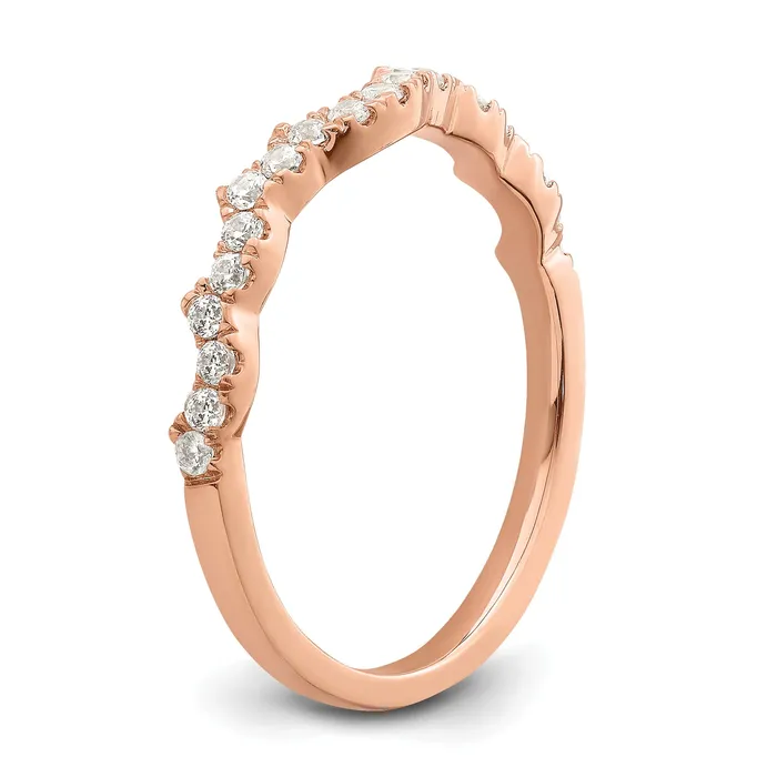 025ct CZ Solid Real 14k Rose Polish Matching Wedding Wedding Band Ring Goldia Rings