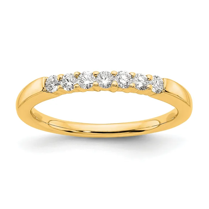 025ct CZ Solid Real 14K Yellow Gold 7Stone Wedding Band Ring Goldia Rings