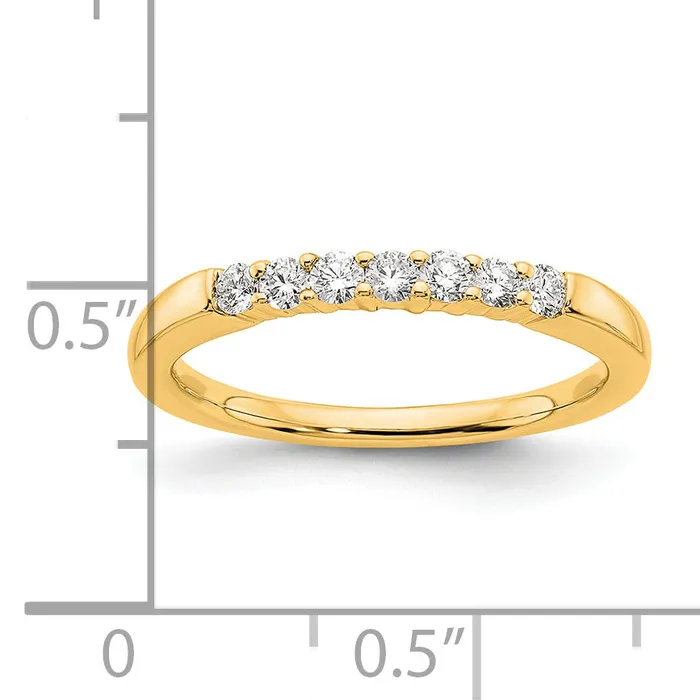 025ct CZ Solid Real 14K Yellow Gold 7Stone Wedding Band Ring Goldia Rings