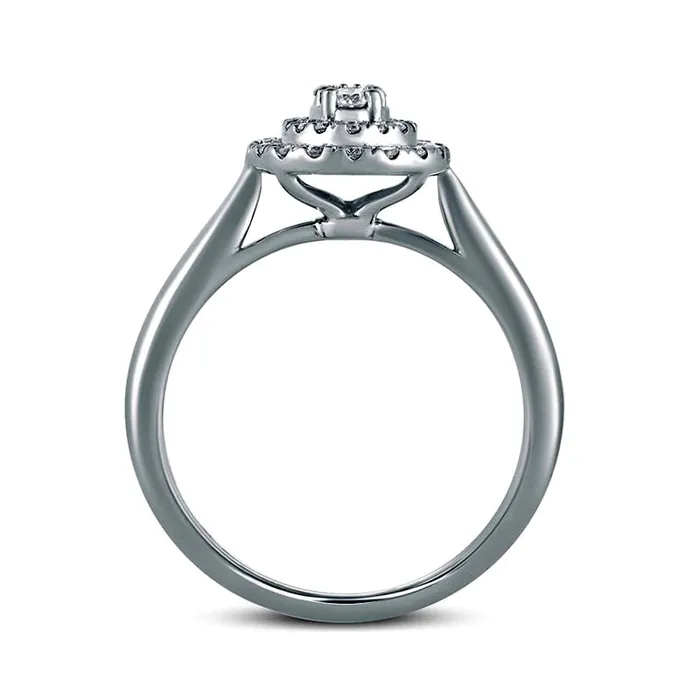 033 CT TW Composite Oval Natural Diamond Double Frame Engagement Ring in Solid 10K White Gold Goldia Rings