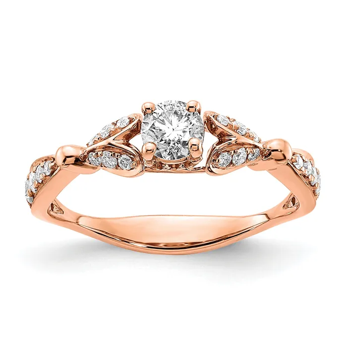 033ct CZ Solid Real 14k Rose Gold Complete Eng Ring Goldia Rings