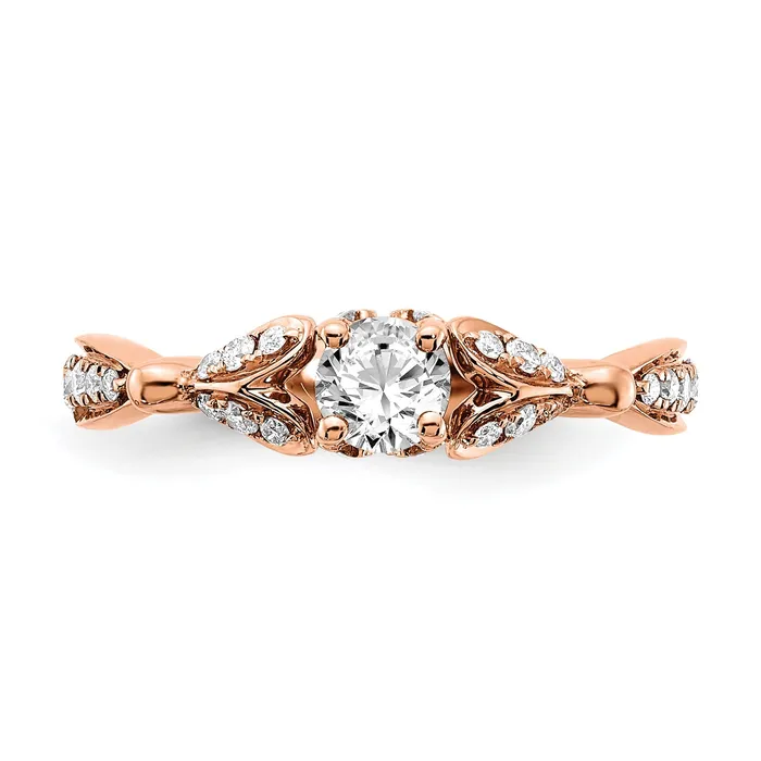 033ct CZ Solid Real 14k Rose Gold Complete Eng Ring Goldia Rings