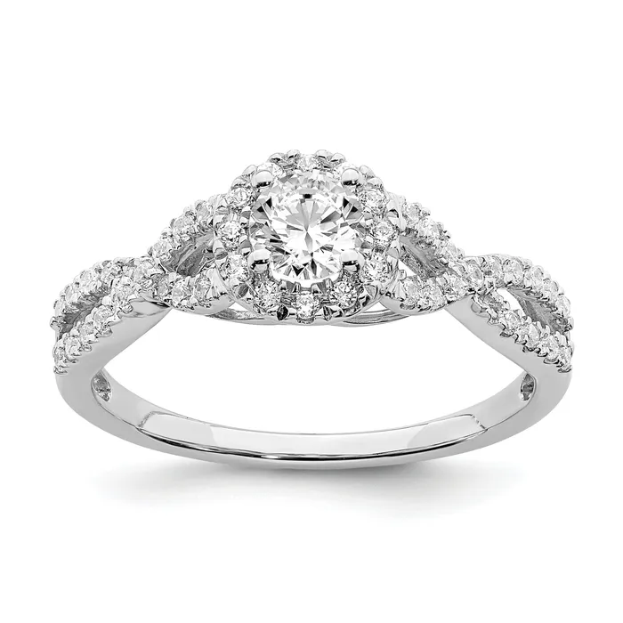 033ct CZ Solid Real 14K White Gold Engagement Ring Goldia Rings