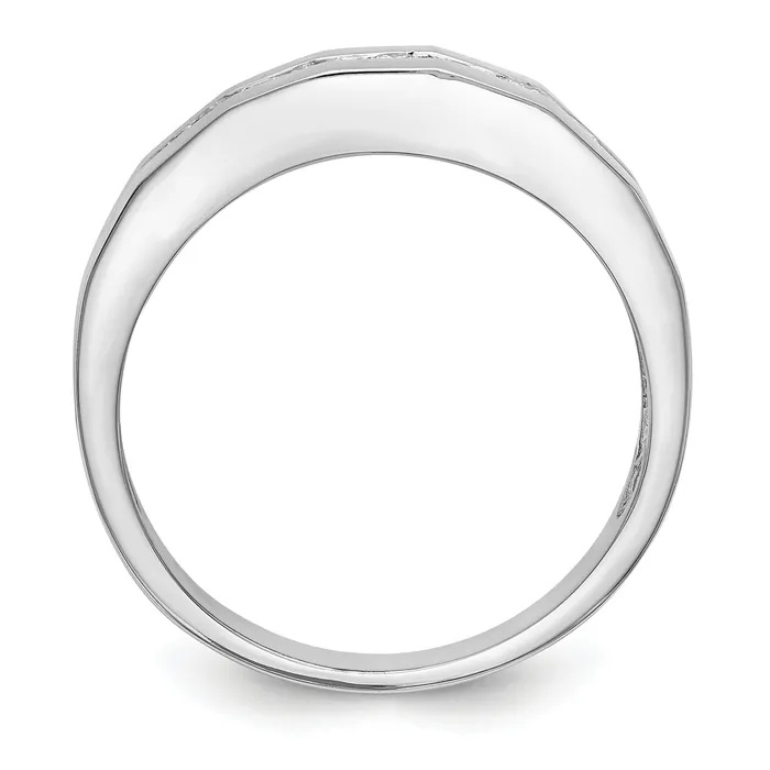 035ct CZ Solid Real 14K White Gold Mens Wedding Band Ring Goldia Rings