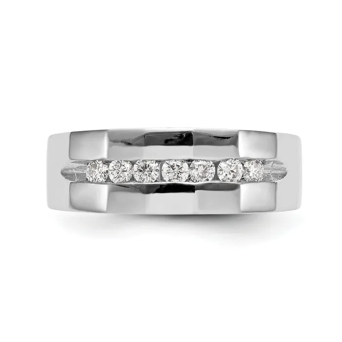 035ct CZ Solid Real 14K White Gold Mens Wedding Band Ring Goldia Rings