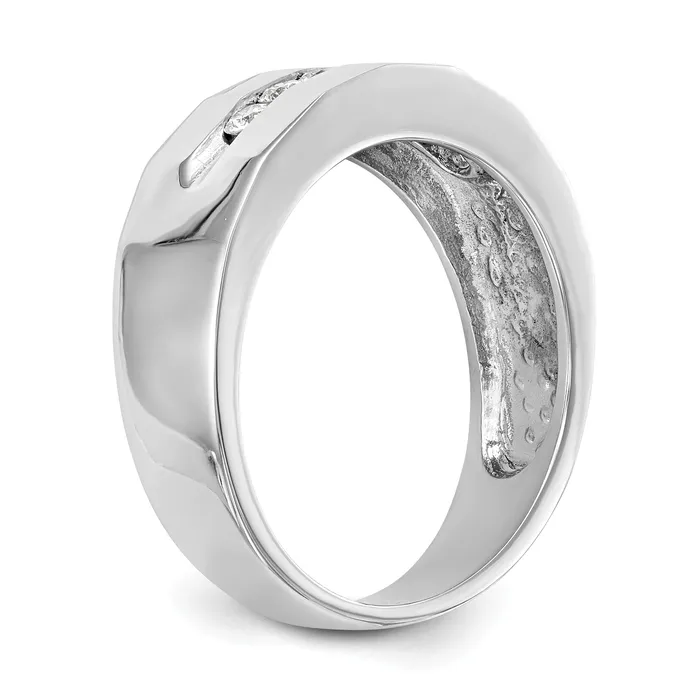 035ct CZ Solid Real 14K White Gold Mens Wedding Band Ring Goldia Rings