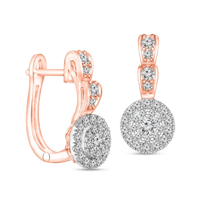 05 CT TW Composite Diamond Frame Ribbon Drop Earrings in 10K TwoTone Gold Goldia Earrings