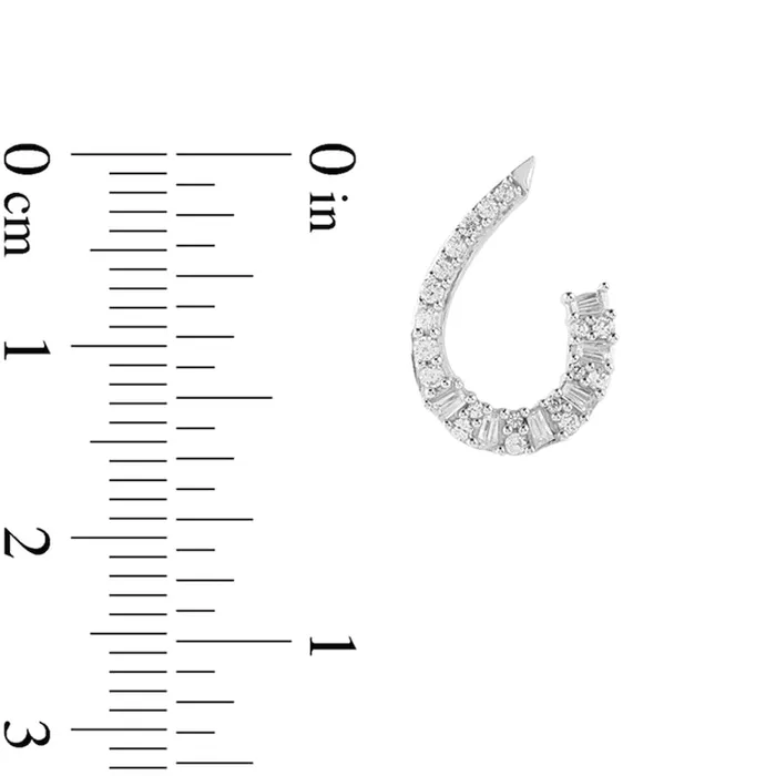 05 CT TW Diamond Front Facing JHoop Earrings in 10K White Gold Goldia Earrings