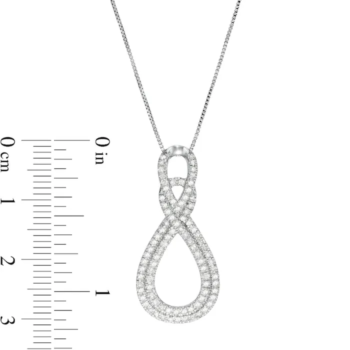 05 CT TW Natural Diamond Double Infinity Loop Pendant in 10K White Gold Goldia Necklaces