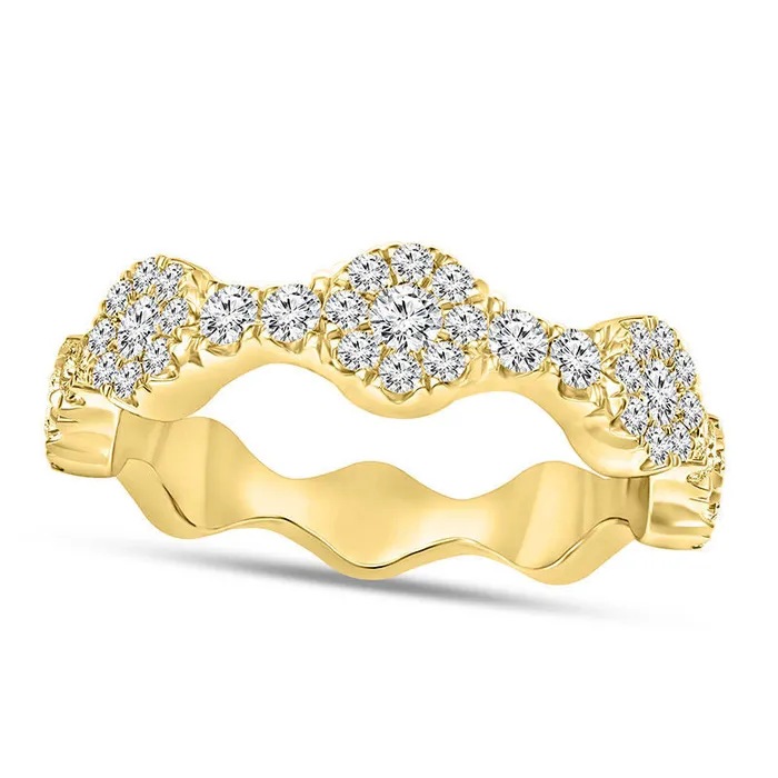050 CT TW Natural Diamond Frame Stackable Band in Solid 10K Yellow Gold Goldia Rings