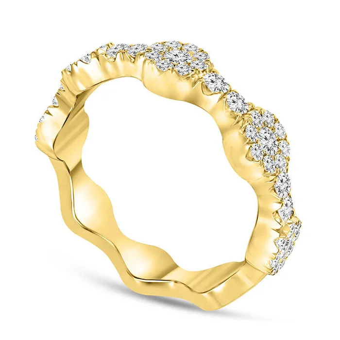 050 CT TW Natural Diamond Frame Stackable Band in Solid 10K Yellow Gold Goldia Rings