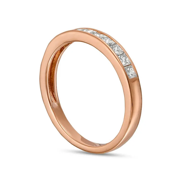 050 CT TW PrincessCut Natural Diamond Ten Stone Anniversary Band in Solid 10K Rose Gold Goldia Rings