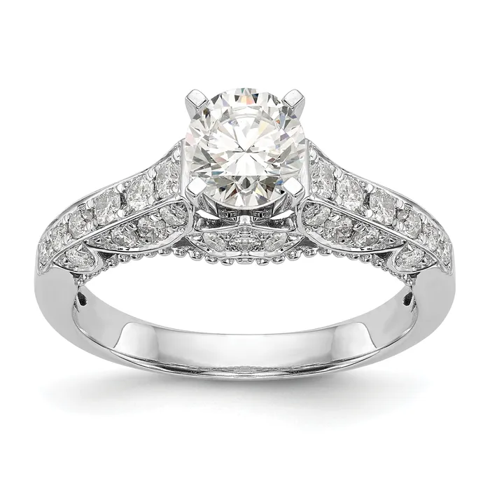 062ct CZ Solid Real 14K White Gold Peg Set Engagement Ring Goldia Rings