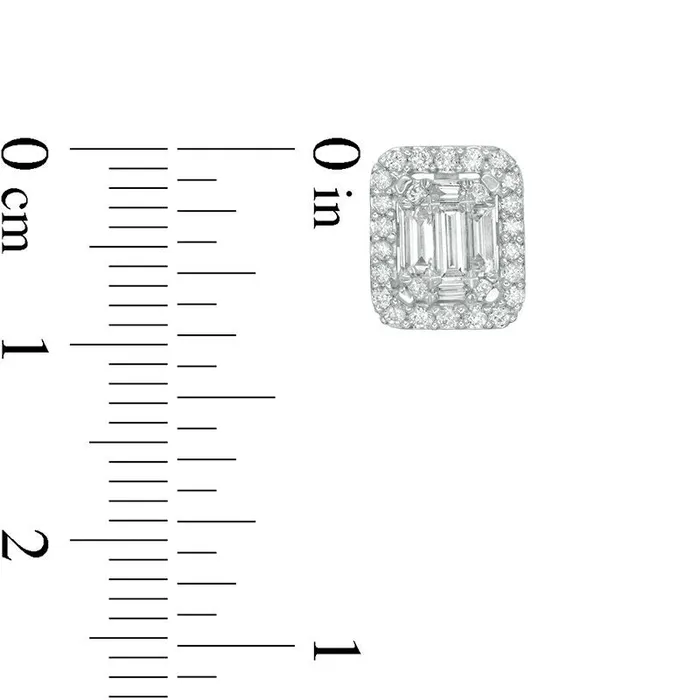063 CT TW Composite Diamond Octagonal Frame Stud Earrings in 10K White Gold Goldia Earrings