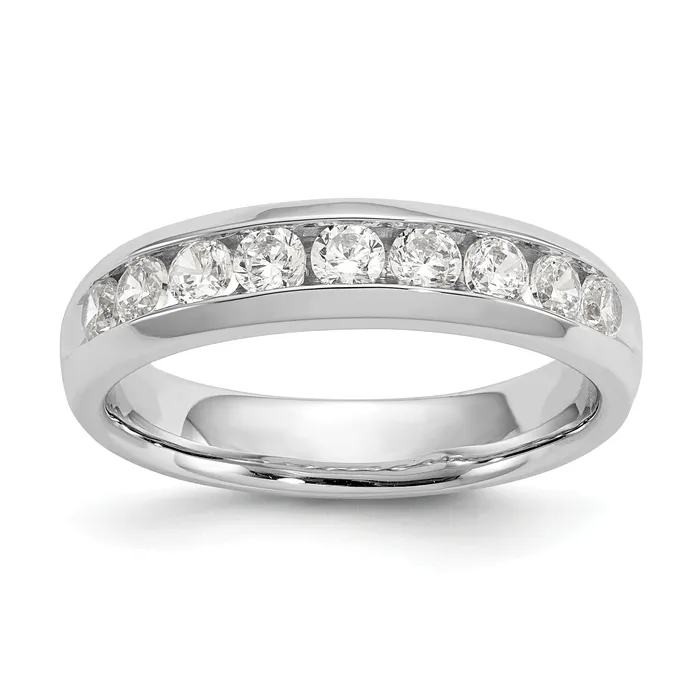 063ct CZ Solid Real 14K White Gold 9Stone Channel Wedding Band Ring Goldia Rings