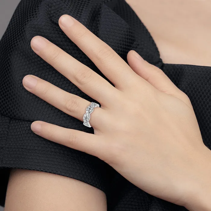 072ct CZ Solid Real 14K White Gold Wedding Band Ring Goldia Rings