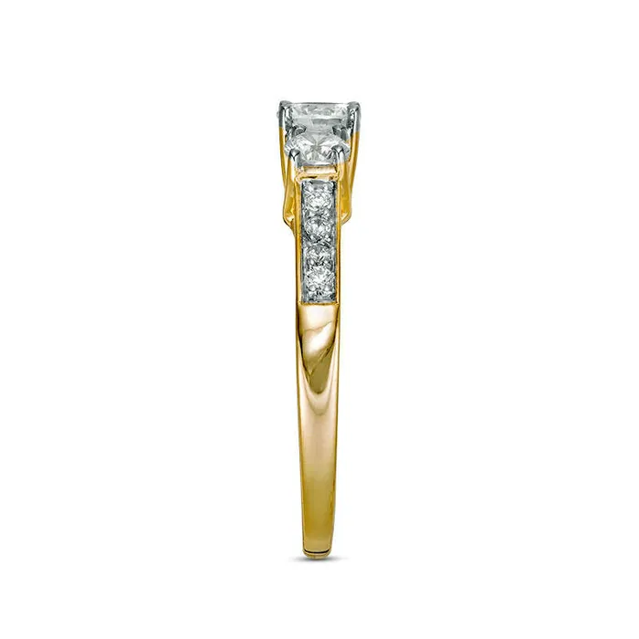 075 CT TW Natural Diamond Three Stone Engagement Ring in Solid 10K Yellow Gold Goldia Rings